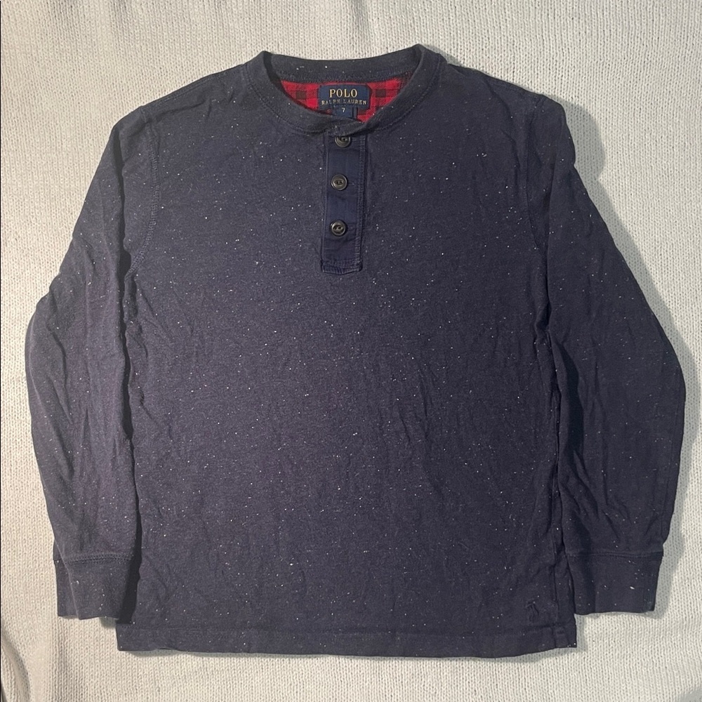 Polo by Ralph Lauren kids Speckled Navy Long Sleeve Tee size 7